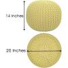 COTTON CRAFT Round Pouf – Hand Knitted Cotton Braid Cord Cable Dori Ottoman – Foot Stool – Floor Pouf Footrest Accent Seat Furniture Bean Bag – Living Room Kids Nursery Dorm Décor – 20×14 – Light Blue(Yellow – Round)