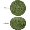 COTTON CRAFT Round Pouf – Hand Knitted Cotton Braid Cord Cable Dori Ottoman – Foot Stool – Floor Pouf Footrest Accent Seat Furniture Bean Bag – Living Room Kids Nursery Dorm Décor – 20×14 – Light Blue(Sage – Round)