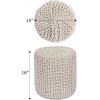 COTTON CRAFT Round Pouf – Hand Knitted Cotton Braid Cord Cable Dori Ottoman – Foot Stool – Floor Pouf Footrest Accent Seat Furniture Bean Bag – Living Room Kids Nursery Dorm Décor – 20×14 – Light Blue(Ivory – Cylindrical)