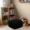 COTTON CRAFT Round Pouf – Hand Knitted Cotton Braid Cord Cable Dori Ottoman – Foot Stool – Floor Pouf Footrest Accent Seat Furniture Bean Bag – Living Room Kids Nursery Dorm Décor – 20×14 – Light Blue(Black – Cube Small)