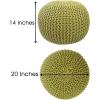 COTTON CRAFT Round Pouf – Hand Knitted Cotton Braid Cord Cable Dori Ottoman – Foot Stool – Floor Pouf Footrest Accent Seat Furniture Bean Bag – Living Room Kids Nursery Dorm Décor – 20×14 – Light Blue(Green – Round)