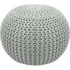 COTTON CRAFT Round Pouf – Hand Knitted Cotton Braid Cord Cable Dori Ottoman – Foot Stool – Floor Pouf Footrest Accent Seat Furniture Bean Bag – Living Room Kids Nursery Dorm Décor – 20×14 – Light Blue(Ash Grey – Round)