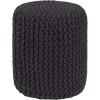 COTTON CRAFT Round Pouf – Hand Knitted Cotton Braid Cord Cable Dori Ottoman – Foot Stool – Floor Pouf Footrest Accent Seat Furniture Bean Bag – Living Room Kids Nursery Dorm Décor – 20×14 – Light Blue(Grey – Cylindrical)