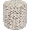 COTTON CRAFT Round Pouf – Hand Knitted Cotton Braid Cord Cable Dori Ottoman – Foot Stool – Floor Pouf Footrest Accent Seat Furniture Bean Bag – Living Room Kids Nursery Dorm Décor – 20×14 – Light Blue(Ivory – Cylindrical)