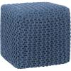 COTTON CRAFT Round Pouf – Hand Knitted Cotton Braid Cord Cable Dori Ottoman – Foot Stool – Floor Pouf Footrest Accent Seat Furniture Bean Bag – Living Room Kids Nursery Dorm Décor – 20×14 – Light Blue(Blue – Cube Large)