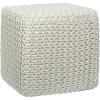 COTTON CRAFT Round Pouf – Hand Knitted Cotton Braid Cord Cable Dori Ottoman – Foot Stool – Floor Pouf Footrest Accent Seat Furniture Bean Bag – Living Room Kids Nursery Dorm Décor – 20×14 – Light Blue(Ivory – Cube Large)