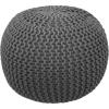 COTTON CRAFT Round Pouf – Hand Knitted Cotton Braid Cord Cable Dori Ottoman – Foot Stool – Floor Pouf Footrest Accent Seat Furniture Bean Bag – Living Room Kids Nursery Dorm Décor – 20×14 – Light Blue(Grey – Round)