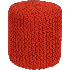 COTTON CRAFT Round Pouf – Hand Knitted Cotton Braid Cord Cable Dori Ottoman – Foot Stool – Floor Pouf Footrest Accent Seat Furniture Bean Bag – Living Room Kids Nursery Dorm Décor – 20×14 – Light Blue(Orange – Cylindrical)