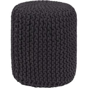 COTTON CRAFT Round Pouf – Hand Knitted Cotton Braid Cord Cable Dori Ottoman – Foot Stool – Floor Pouf Footrest Accent Seat Furniture Bean Bag – Living Room Kids Nursery Dorm Décor – 20×14 – Light Blue(Grey – Cylindrical)