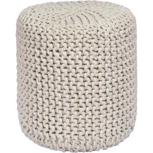 COTTON CRAFT Round Pouf – Hand Knitted Cotton Braid Cord Cable Dori Ottoman – Foot Stool – Floor Pouf Footrest Accent Seat Furniture Bean Bag – Living Room Kids Nursery Dorm Décor – 20×14 – Light Blue(Ivory – Cylindrical)