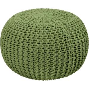 COTTON CRAFT Round Pouf – Hand Knitted Cotton Braid Cord Cable Dori Ottoman – Foot Stool – Floor Pouf Footrest Accent Seat Furniture Bean Bag – Living Room Kids Nursery Dorm Décor – 20×14 – Light Blue(Sage – Round)