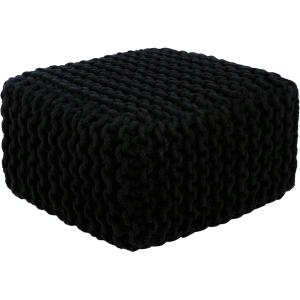 COTTON CRAFT Round Pouf – Hand Knitted Cotton Braid Cord Cable Dori Ottoman – Foot Stool – Floor Pouf Footrest Accent Seat Furniture Bean Bag – Living Room Kids Nursery Dorm Décor – 20×14 – Light Blue(Black – Cube Small)