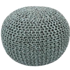 COTTON CRAFT Round Pouf – Hand Knitted Cotton Braid Cord Cable Dori Ottoman – Foot Stool – Floor Pouf Footrest Accent Seat Furniture Bean Bag – Living Room Kids Nursery Dorm Décor – 20×14 – Light Blue(Spa-chocolate)