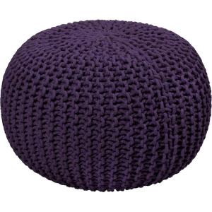 COTTON CRAFT Round Pouf – Hand Knitted Cotton Braid Cord Cable Dori Ottoman – Foot Stool – Floor Pouf Footrest Accent Seat Furniture Bean Bag – Living Room Kids Nursery Dorm Décor – 20×14 – Light Blue(Deep Plum – Round)