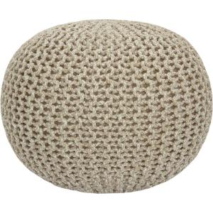 COTTON CRAFT Round Pouf – Hand Knitted Cotton Braid Cord Cable Dori Ottoman – Foot Stool – Floor Pouf Footrest Accent Seat Furniture Bean Bag – Living Room Kids Nursery Dorm Décor – 20×14 – Light Blue(Natural – Round)