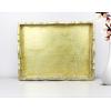 COTTON CRAFT – Wooden Decorative Serving Tray – Distressed Gold finish – Size: 17 x 13 x 2.5 Inches – Intricate detail with hand carving creates a truly unique furnishing accent