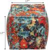 COTTON CRAFT Printed Pouf – Ottoman Foot Stool Bean Bag – Dorm Kids Room Bedroom Home Décor Accent Seating – Boho Modern Comfortable Prefilled Cotton Square Pouf Footrest – 17x17x17 inch – Teal Aqua