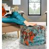 COTTON CRAFT Printed Pouf – Ottoman Foot Stool Bean Bag – Dorm Kids Room Bedroom Home Décor Accent Seating – Boho Modern Comfortable Prefilled Cotton Square Pouf Footrest – 17x17x17 inch – Teal Aqua