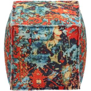 COTTON CRAFT Printed Pouf – Ottoman Foot Stool Bean Bag – Dorm Kids Room Bedroom Home Décor Accent Seating – Boho Modern Comfortable Prefilled Cotton Square Pouf Footrest – 17x17x17 inch – Teal Aqua