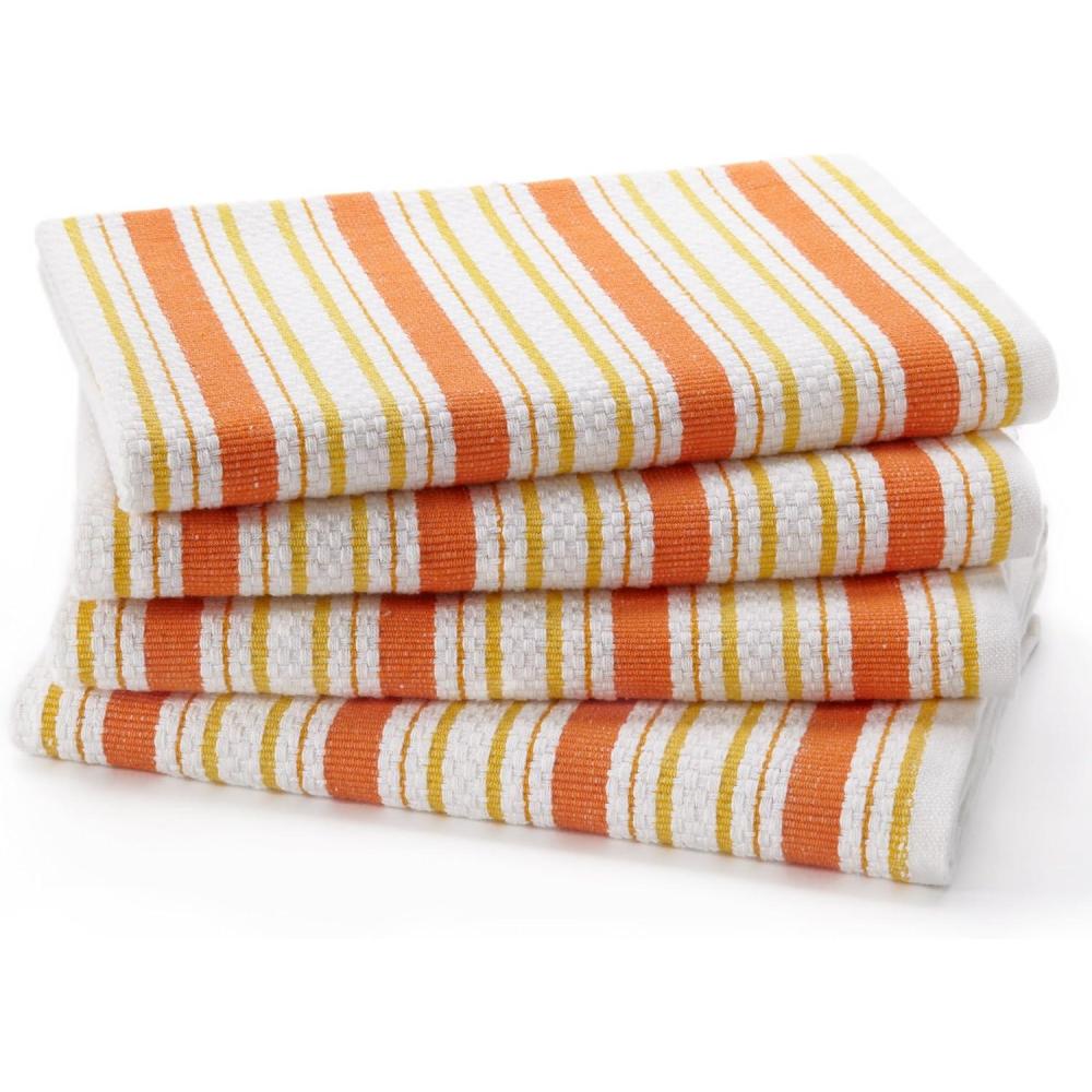 image:imageCOTTON CRAFT Oversized Kitchen Towels 4 Pack 100 Cotton Basketweave Tea Dish Towels  Absorbent Reusable Low Lint Quick Dry  Cooking Drying Restaurant Bar Cleaning Cloth Napkin 20x30 Yellow StripeCoral