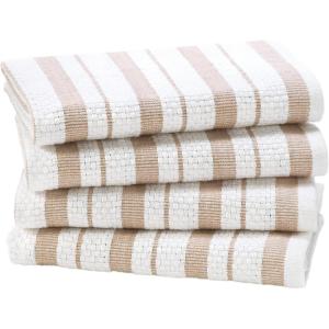 COTTON CRAFT Oversized Kitchen Towels -4 Pack 100% Cotton Basketweave Tea Dish Towels – Absorbent Reusable Low Lint Quick Dry – Cooking Drying Restaurant Bar Cleaning Cloth Napkin -20×30 Yellow Stripe(Linen)