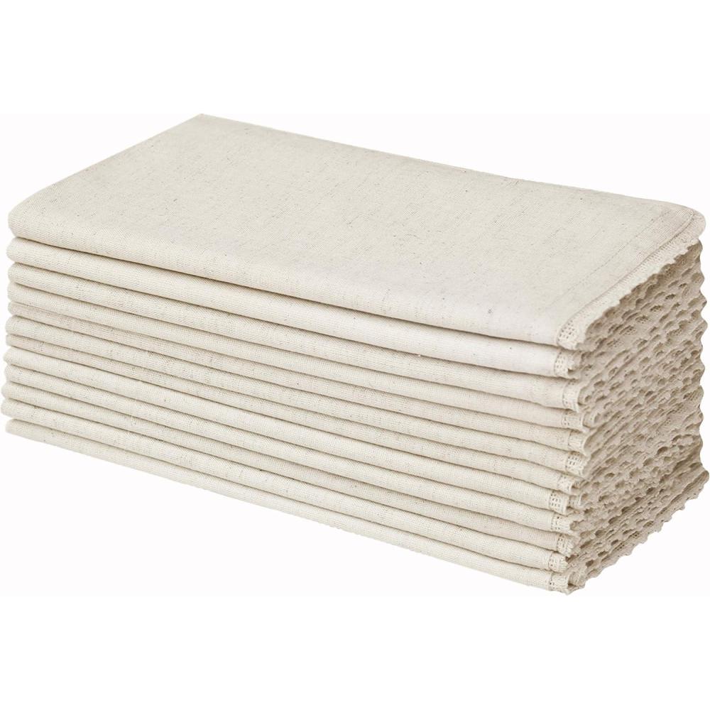 image:imageCOTTON CRAFT Flax Linen Cloth Napkins with Lace  Set of 12 Lunch Dinner Napkins  Elegant Everyday Fall Harvest Thanksgiving Holiday Table Napkin  Washable Reusable Napkin  Oversized 20x20 NaturalNatural  20x20