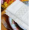 COTTON CRAFT Flax Linen Cloth Napkins with Lace – Set of 12 Lunch Dinner Napkins – Elegant Everyday Fall Harvest Thanksgiving Holiday Table Napkin – Washable Reusable Napkin – Oversized 20×20- Natural(White – 17×17)