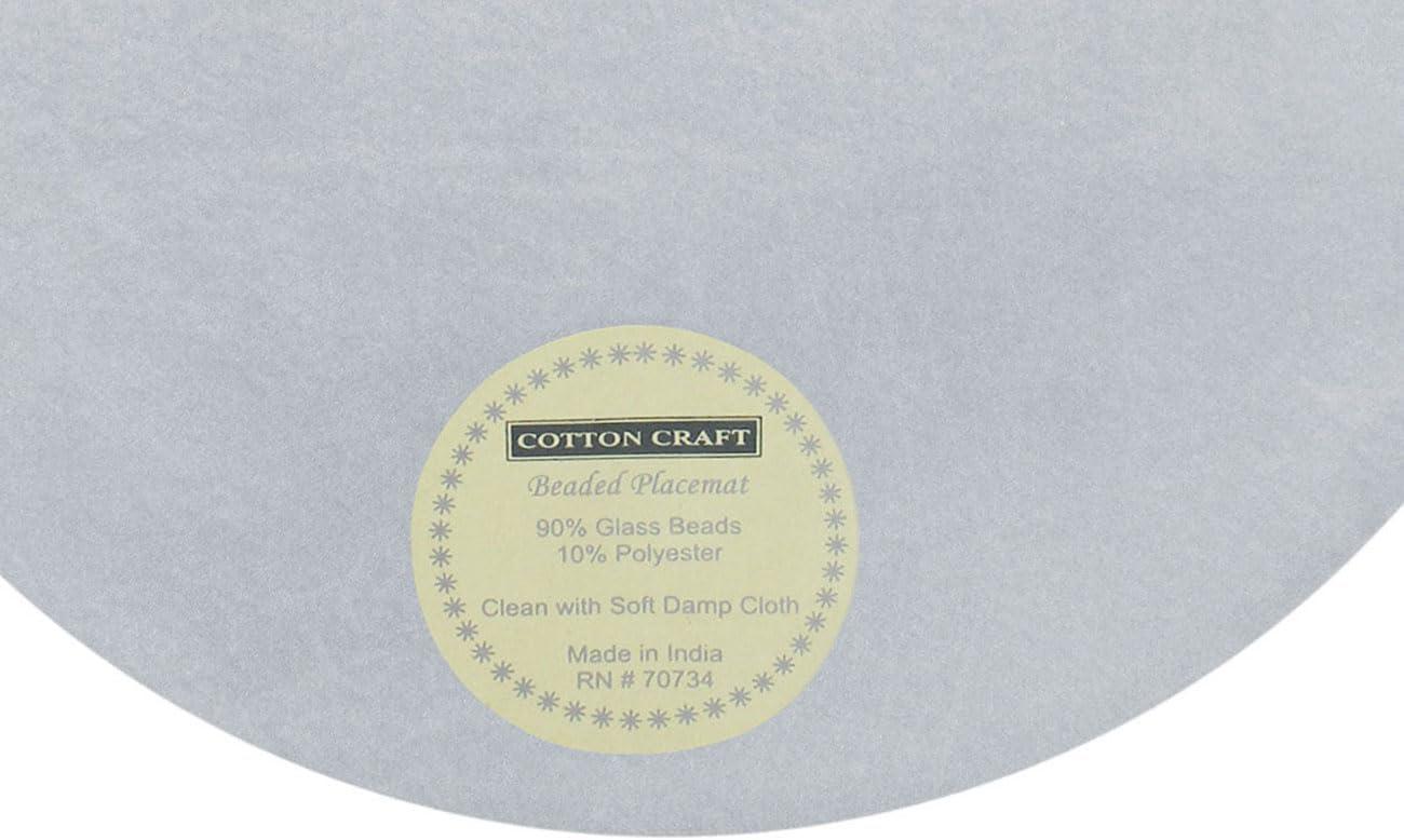 image:imageCOTTON CRAFT Evil Eye Beaded Placemats Set of 2 Charger Table Mats Hand Crafted Boho Protective Positive Energy Blessing Gift Zen Holiday Table Dining Dcor 13 inches Round Blue White GoldBlue Gold Evil Eye