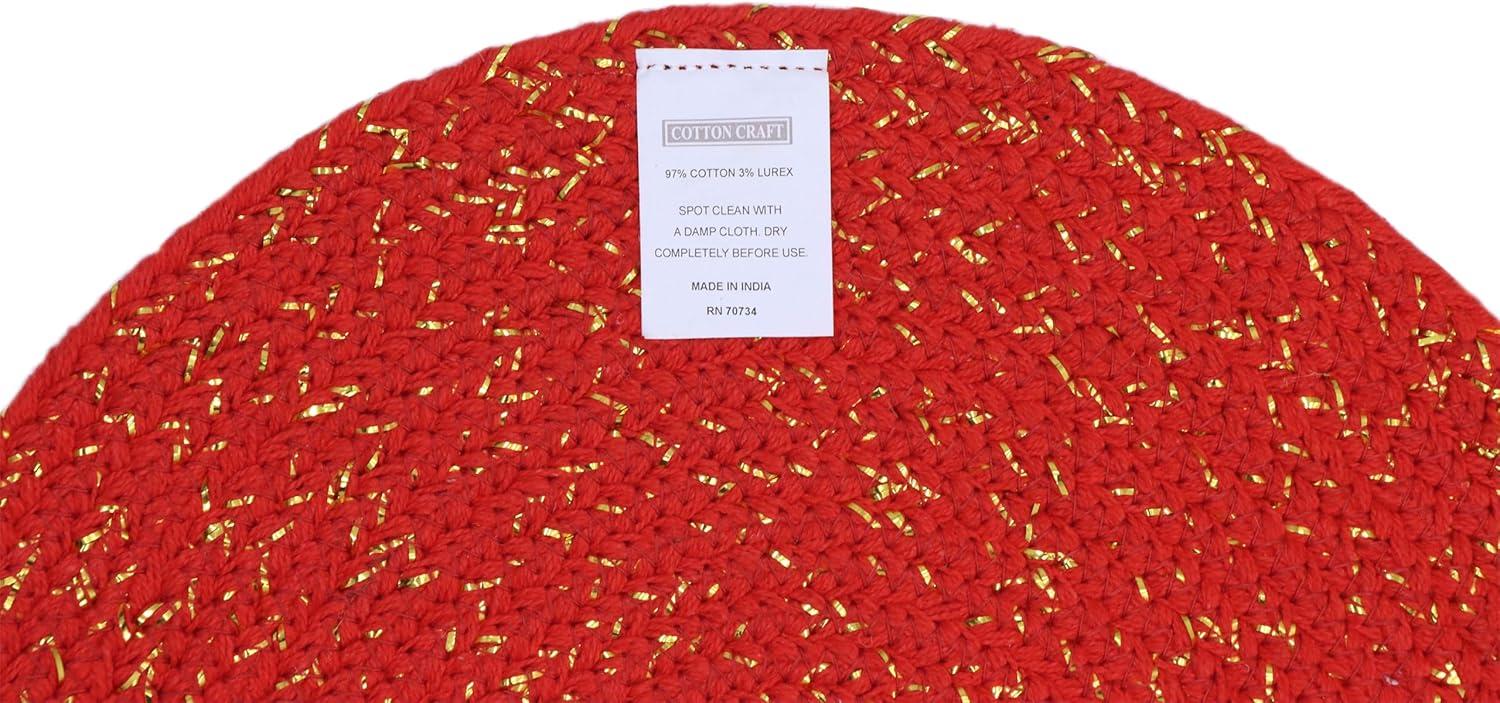 image:imageCOTTON CRAFT Evil Eye Beaded Placemats Set of 2 Charger Table Mats Hand Crafted Boho Protective Positive Energy Blessing Gift Zen Holiday Table Dining Dcor 13 inches Round Blue White GoldRed Gold