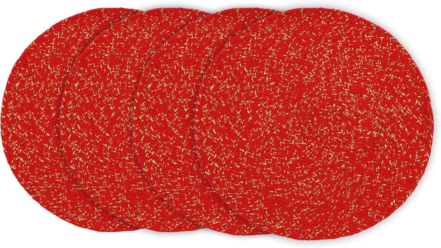 image:imageCOTTON CRAFT Evil Eye Beaded Placemats Set of 2 Charger Table Mats Hand Crafted Boho Protective Positive Energy Blessing Gift Zen Holiday Table Dining Dcor 13 inches Round Blue White GoldRed Gold