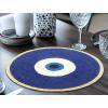 COTTON CRAFT Evil Eye Beaded Placemats – Set of 2 Charger Table Mats – Hand Crafted Boho Protective Positive Energy Blessing Gift – Zen Holiday Table Dining Décor – 13 inches Round – Blue White Gold(Blue Gold – Evil Eye)