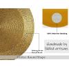 COTTON CRAFT Evil Eye Beaded Placemats – Set of 2 Charger Table Mats – Hand Crafted Boho Protective Positive Energy Blessing Gift – Zen Holiday Table Dining Décor – 13 inches Round – Blue White Gold(Gold)