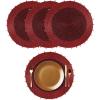 COTTON CRAFT Evil Eye Beaded Placemats – Set of 2 Charger Table Mats – Hand Crafted Boho Protective Positive Energy Blessing Gift – Zen Holiday Table Dining Décor – 13 inches Round – Blue White Gold(Red Gold Bells)