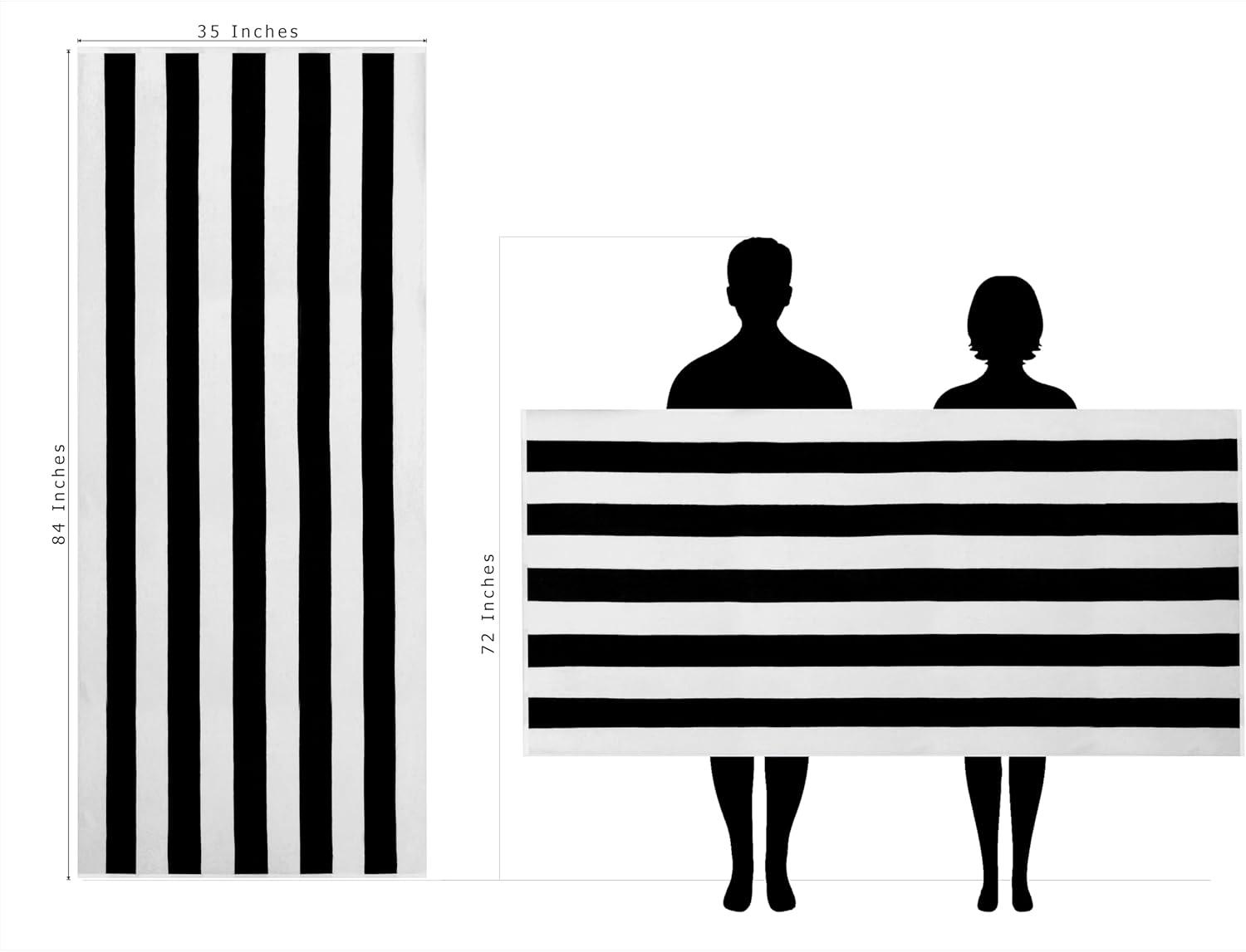 image:imageCOTTON CRAFT Oversized Beach Towels 2 Pack XXL 35x84 The Big Kahuna 7 Foot Extra Large Beach Blanket Towel Big amp Tall 100 Cotton Jacquard Velour Soft Luxury Towel Pool Bath Blue TilesCabana Stripe Black