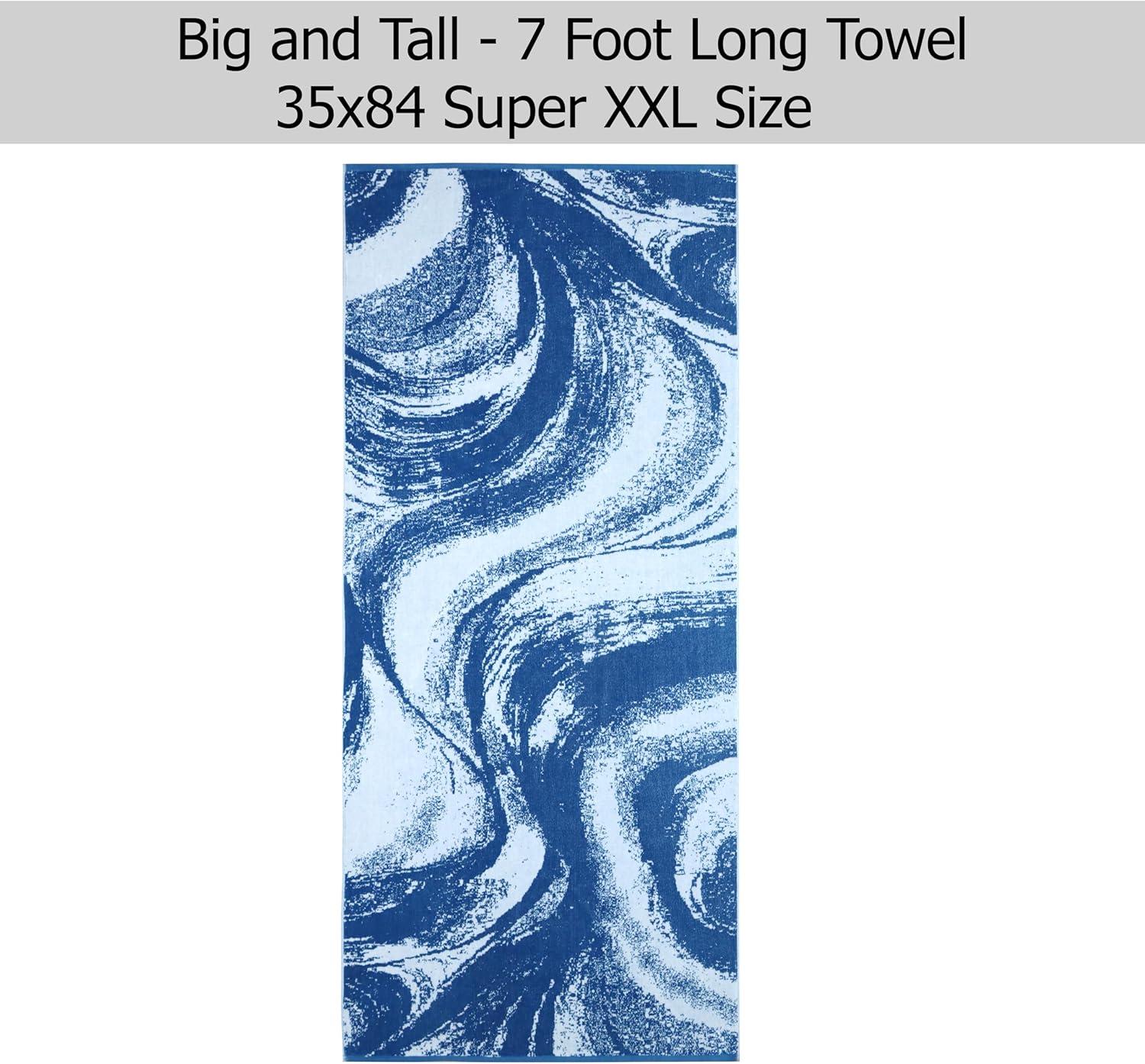 image:imageCOTTON CRAFT Oversized Beach Towels 2 Pack XXL 35x84 The Big Kahuna 7 Foot Extra Large Beach Blanket Towel Big amp Tall 100 Cotton Jacquard Velour Soft Luxury Towel Pool Bath Blue TilesSurf Blue