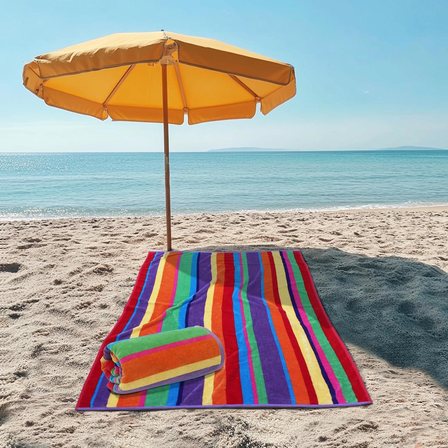 image:imageCOTTON CRAFT Oversized Beach Towels 2 Pack XXL 35x84 The Big Kahuna 7 Foot Extra Large Beach Blanket Towel Big amp Tall 100 Cotton Jacquard Velour Soft Luxury Towel Pool Bath Blue TilesSummer of Siam