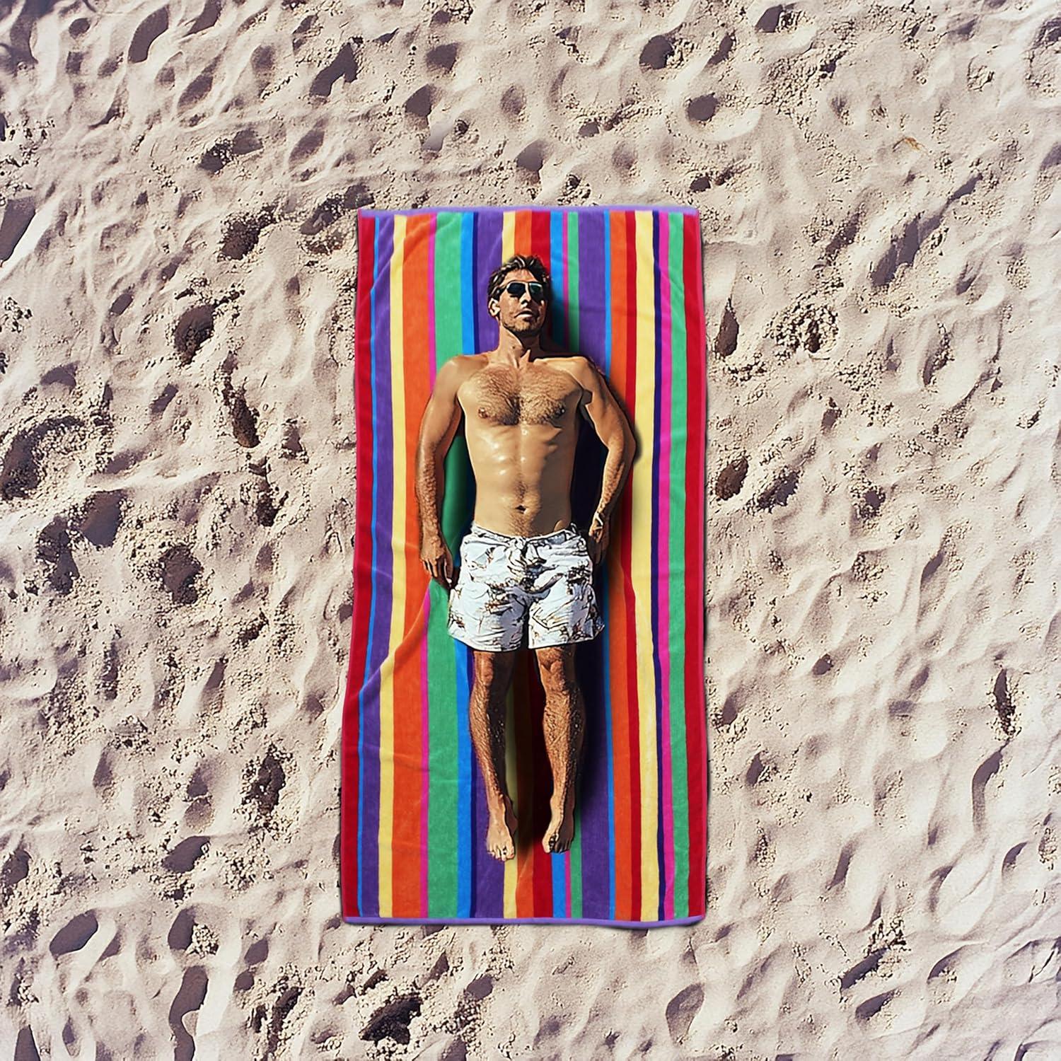 image:imageCOTTON CRAFT Oversized Beach Towels 2 Pack XXL 35x84 The Big Kahuna 7 Foot Extra Large Beach Blanket Towel Big amp Tall 100 Cotton Jacquard Velour Soft Luxury Towel Pool Bath Blue TilesSummer of Siam