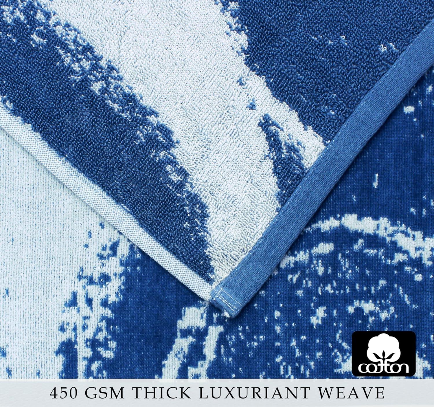 image:imageCOTTON CRAFT Oversized Beach Towels 2 Pack XXL 35x84 The Big Kahuna 7 Foot Extra Large Beach Blanket Towel Big amp Tall 100 Cotton Jacquard Velour Soft Luxury Towel Pool Bath Blue TilesSurf Blue