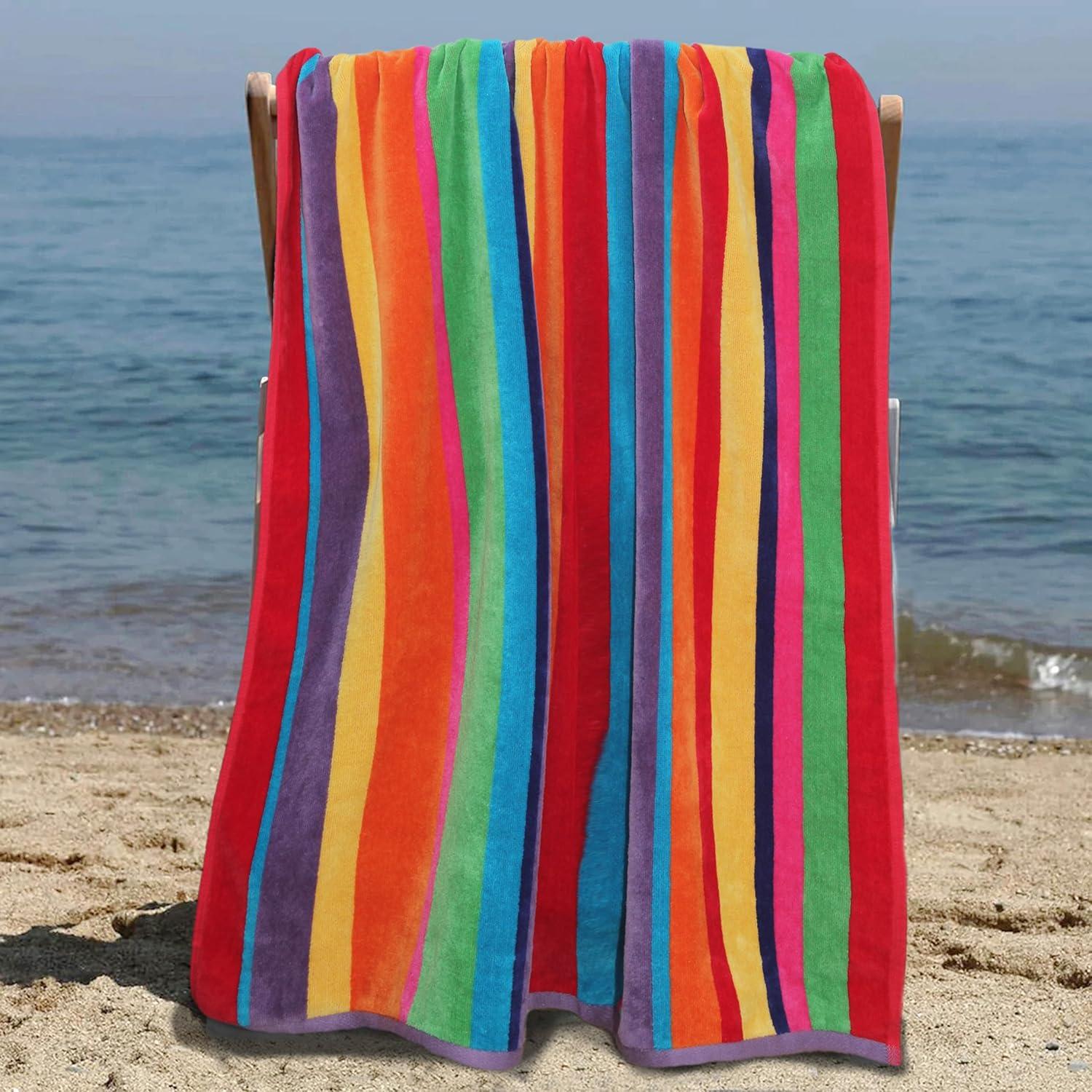 image:imageCOTTON CRAFT Oversized Beach Towels 2 Pack XXL 35x84 The Big Kahuna 7 Foot Extra Large Beach Blanket Towel Big amp Tall 100 Cotton Jacquard Velour Soft Luxury Towel Pool Bath Blue TilesSummer of Siam