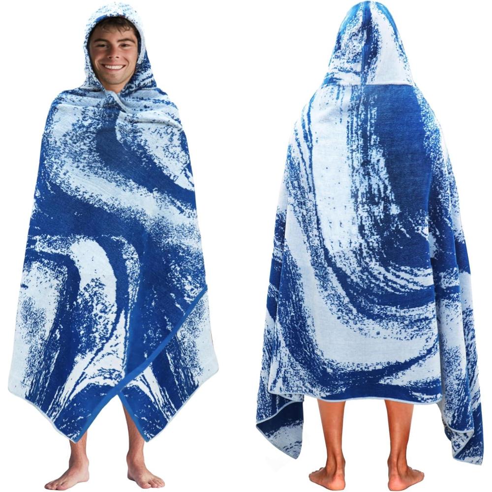 image:imageCOTTON CRAFT Oversized Beach Towels  2 Pack XXL 35x84  The Big Kahuna 7 Foot Extra Large Beach Blanket Towel  Big amp Tall  100 Cotton Jacquard Velour Soft Luxury Towel  Pool Bath  Blue TilesSurf Blue