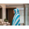 COTTON CRAFT Oversized Beach Towels – 2 Pack XXL 35×84 – The Big Kahuna 7 Foot Extra Large Beach Blanket Towel – Big & Tall – 100% Cotton Jacquard Velour Soft Luxury Towel – Pool Bath – Blue Tiles(Cabana Stripe – Aqua)