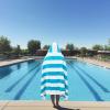 COTTON CRAFT Oversized Beach Towels – 2 Pack XXL 35×84 – The Big Kahuna 7 Foot Extra Large Beach Blanket Towel – Big & Tall – 100% Cotton Jacquard Velour Soft Luxury Towel – Pool Bath – Blue Tiles(Cabana Stripe – Aqua)