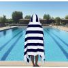 COTTON CRAFT Oversized Beach Towels – 2 Pack XXL 35×84 – The Big Kahuna 7 Foot Extra Large Beach Blanket Towel – Big & Tall – 100% Cotton Jacquard Velour Soft Luxury Towel – Pool Bath – Blue Tiles(Cabana Stripe – Navy)