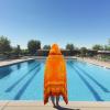 COTTON CRAFT Oversized Beach Towels – 2 Pack XXL 35×84 – The Big Kahuna 7 Foot Extra Large Beach Blanket Towel – Big & Tall – 100% Cotton Jacquard Velour Soft Luxury Towel – Pool Bath – Blue Tiles(Sunshine Orange Yellow)