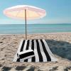 COTTON CRAFT Oversized Beach Towels – 2 Pack XXL 35×84 – The Big Kahuna 7 Foot Extra Large Beach Blanket Towel – Big & Tall – 100% Cotton Jacquard Velour Soft Luxury Towel – Pool Bath – Blue Tiles(Cabana Stripe – Black)