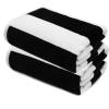 COTTON CRAFT Oversized Beach Towels – 2 Pack XXL 35×84 – The Big Kahuna 7 Foot Extra Large Beach Blanket Towel – Big & Tall – 100% Cotton Jacquard Velour Soft Luxury Towel – Pool Bath – Blue Tiles(Cabana Stripe – Black)