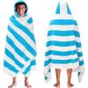 COTTON CRAFT Oversized Beach Towels – 2 Pack XXL 35×84 – The Big Kahuna 7 Foot Extra Large Beach Blanket Towel – Big & Tall – 100% Cotton Jacquard Velour Soft Luxury Towel – Pool Bath – Blue Tiles(Cabana Stripe – Aqua)