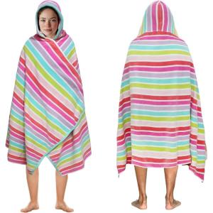COTTON CRAFT Oversized Beach Towels – 2 Pack XXL 35×84 – The Big Kahuna 7 Foot Extra Large Beach Blanket Towel – Big & Tall – 100% Cotton Jacquard Velour Soft Luxury Towel – Pool Bath – Blue Tiles(Cabana Stripe – Pink Multi)