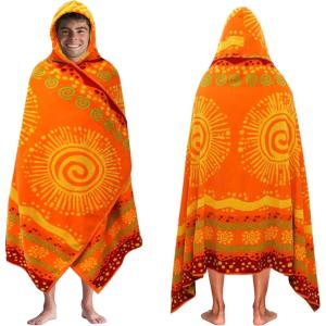 COTTON CRAFT Oversized Beach Towels – 2 Pack XXL 35×84 – The Big Kahuna 7 Foot Extra Large Beach Blanket Towel – Big & Tall – 100% Cotton Jacquard Velour Soft Luxury Towel – Pool Bath – Blue Tiles(Sunshine Orange Yellow)