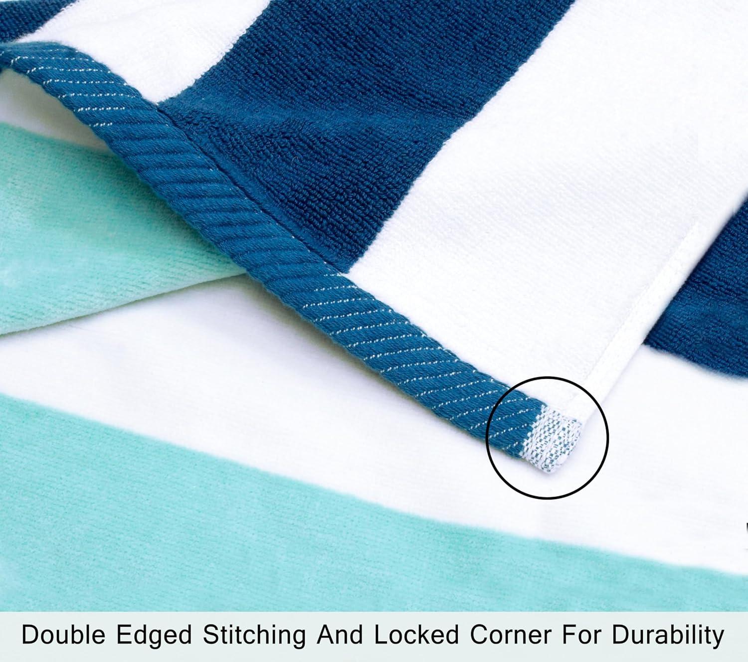 image:imageCOTTON CRAFT Large Beach Towel 4 Pack 100 Cotton Velour Jacquard Pool Picnic Bath Travel Beach Towel Plush Super Soft Absorbent Quick Dry Luxury 450 GSM 32x63 Multi ColorOcean Blue